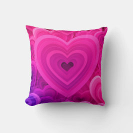 Vibrant Pink Abstract Heart Throw Pillow – Modern  クッション