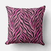 Vibrant Pink and Black Zebra Print クッション (正面)