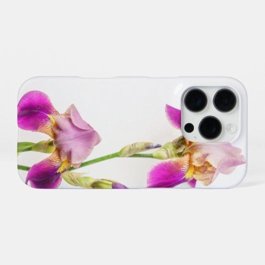 Vibrant pink and purple iris iPhoneケース (裏面横)