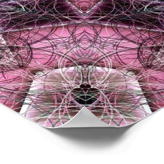 Vibrant Pink and Purple Mandala Web Pattern ポスター (角)