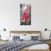 Vibrant Pink Bougainvillea Over Grayscale Textured キャンバスプリント (インサイチュ (寝室))