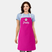 Vibrant Pink Employee Your Logo ネイルテックサロン エプロン (着用した状態)