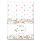 Vibrant Pink Floral Chic Bridal Shower Place Cards テーブルナンバー (正面)