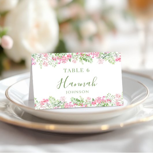 Vibrant Pink Floral Chic Bridal Shower Place Cards テーブルナンバー