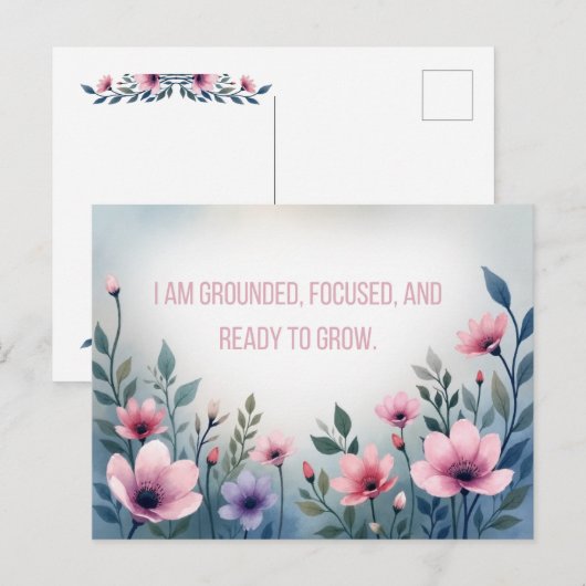 Vibrant Pink Floral Embracing Growth Affirmation ポストカード (正面/裏面)