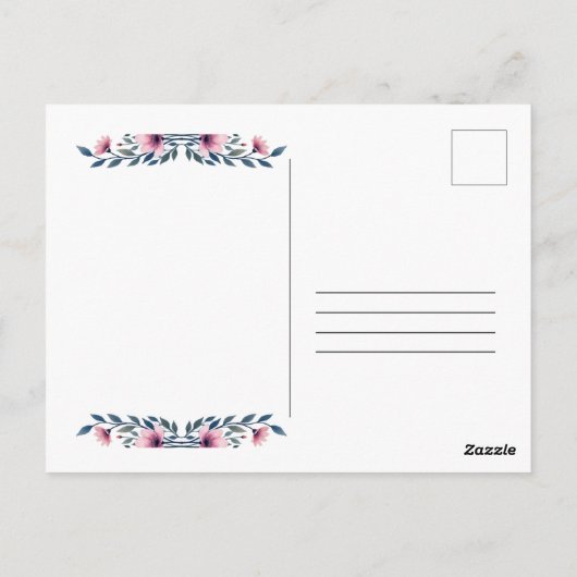 Vibrant Pink Floral Embracing Growth Affirmation ポストカード (裏面)