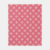 Vibrant Pink Floral Pattern with Geometric Flowers フリースブランケット (正面)