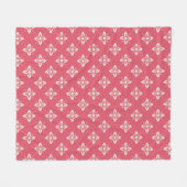 Vibrant Pink Floral Pattern with Geometric Flowers フリースブランケット (正面(横))