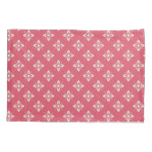 Vibrant Pink Floral Pattern with Geometric Flowers 枕カバー (裏面-左)