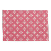 Vibrant Pink Floral Pattern with Geometric Flowers 枕カバー (裏面-右)