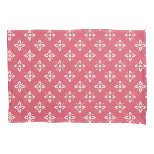 Vibrant Pink Floral Pattern with Geometric Flowers 枕カバー (正面左)