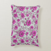 Vibrant Pink Floral Pattern With Magenta Flowers アクセントクッション (裏面(縦))