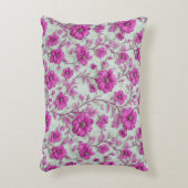 Vibrant Pink Floral Pattern With Magenta Flowers アクセントクッション (正面(垂直))