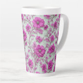 Vibrant Pink Floral Pattern With Magenta Flowers カフェラテマグ (右アングル)