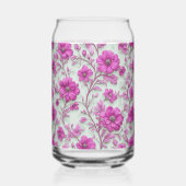 Vibrant Pink Floral Pattern With Magenta Flowers ガラス缶 (正面)