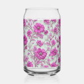 Vibrant Pink Floral Pattern With Magenta Flowers ガラス缶 (裏面)