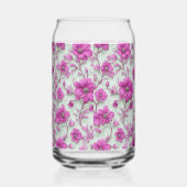 Vibrant Pink Floral Pattern With Magenta Flowers ガラス缶 (右)