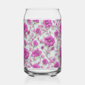Vibrant Pink Floral Pattern With Magenta Flowers ガラス缶 (左)