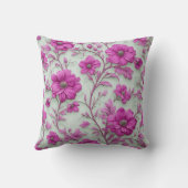 Vibrant Pink Floral Pattern With Magenta Flowers クッション (裏面)