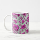 Vibrant Pink Floral Pattern With Magenta Flowers コーヒーマグカップ (左)