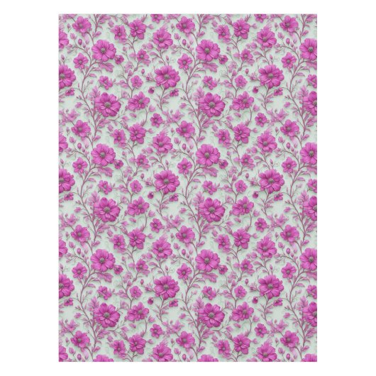 Vibrant Pink Floral Pattern With Magenta Flowers テーブルクロス (正面)