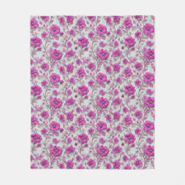 Vibrant Pink Floral Pattern With Magenta Flowers フリースブランケット