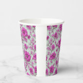 Vibrant Pink Floral Pattern With Magenta Flowers 紙コップ (左)