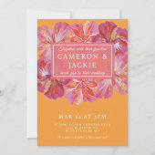 Vibrant Pink Hibiscus Tropical Wedding  招待状 (正面)