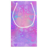 Vibrant Pink Holographic Heart Pattern Design スモールペーパーバッグ (裏面)