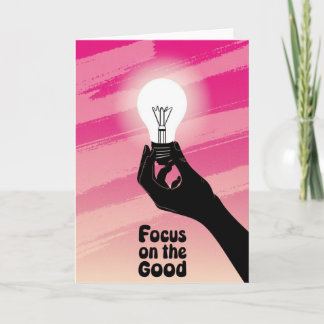 Vibrant Pink Lightbulb Idea Focus on the Good card カード