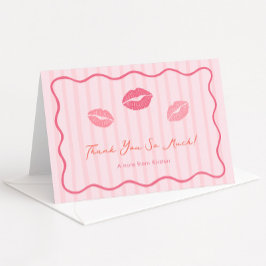 Vibrant Pink Lips Valentine's Day Bridal Shower サンキューカード