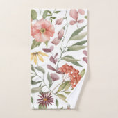 vibrant pink, orange and yellow flowers pattern バスタオルセット (ハンドタオル)