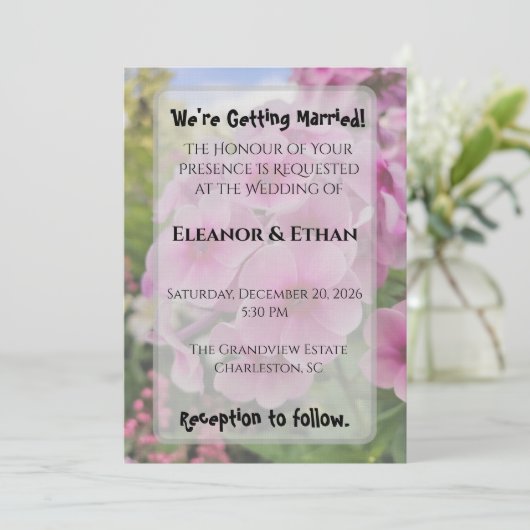 Vibrant Pink Phlox Summer Garden Wedding  招待状 (スタンド正面)