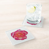Vibrant Pink Rose Coaster ガラスコースター (アングル)