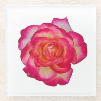 Vibrant Pink Rose Coaster ガラスコースター