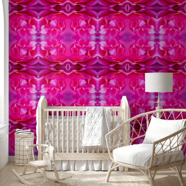 Vibrant pink rose petals L-size floral pattern 壁紙 (キッズ)