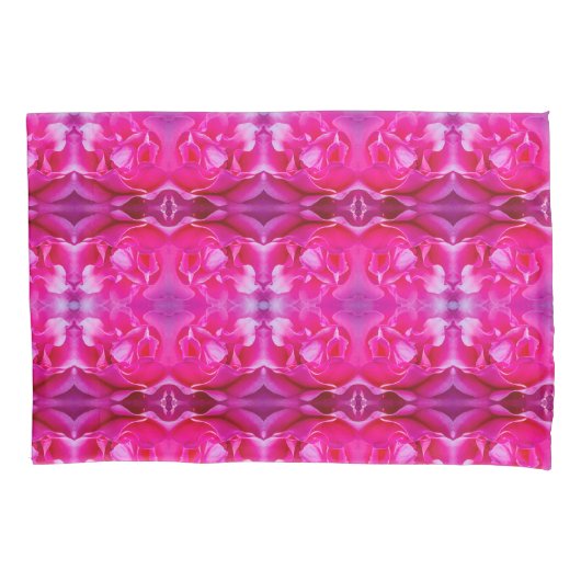Vibrant pink rose petals L-size floral pattern 枕カバー (正面)