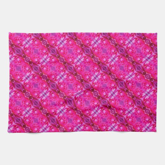 Vibrant pink rose petals M-size floral pattern キッチンタオル (横)