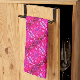 Vibrant pink rose petals M-size floral pattern キッチンタオル