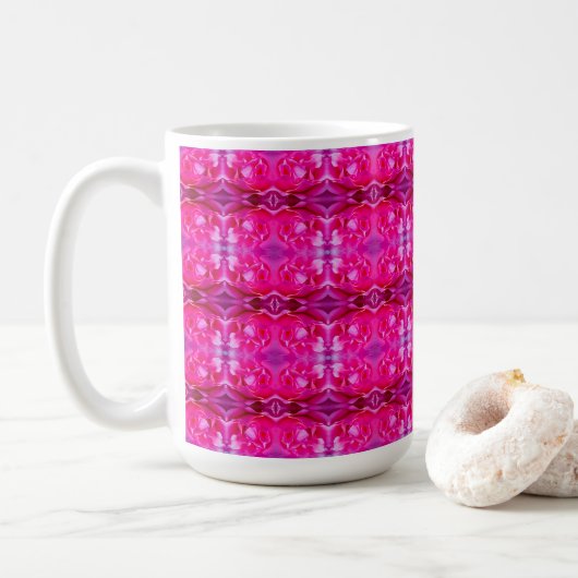Vibrant pink rose petals M-size floral pattern コーヒーマグカップ (ドーナツ)