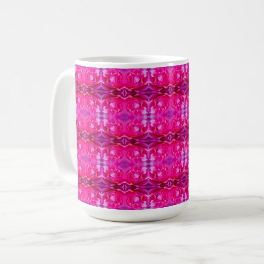 Vibrant pink rose petals M-size floral pattern コーヒーマグカップ (正面左)