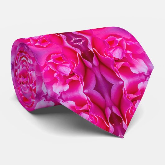 Vibrant pink rose petals M-size floral pattern ネクタイ (ロール)