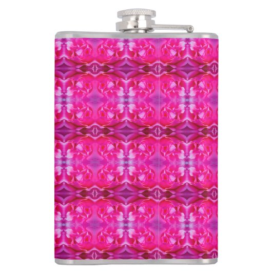 Vibrant pink rose petals M-size floral pattern フラスク (裏面)