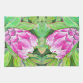 Vibrant Pink South African Protea Kitchen Towel キッチンタオル (横)