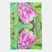 Vibrant Pink South African Protea Kitchen Towel キッチンタオル (縦)