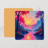 Vibrant Pink Sunset Dreamy Fantasy Landscape 招待状 (正面/裏面)