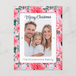 Vibrant Pink Tropical Christmas Photo シーズンポストカード