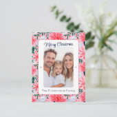 Vibrant Pink Tropical Christmas Photo シーズンポストカード (スタンド正面)