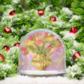 Vibrant Pink Tulips in Golden Vase (クリスマス)