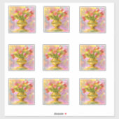 Vibrant Pink Tulips in Golden Vase シール (シート)